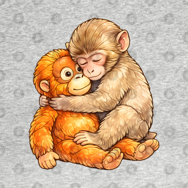 Monkey Punch Baby Monkey Hug Mothers Day Animal Mom by Hays Robert Print