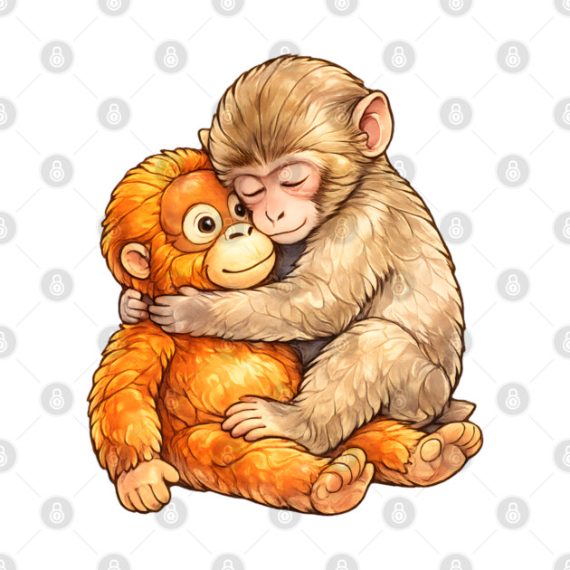 Monkey Punch Baby Monkey Hug Mothers Day Animal Mom by Hays Robert Print
