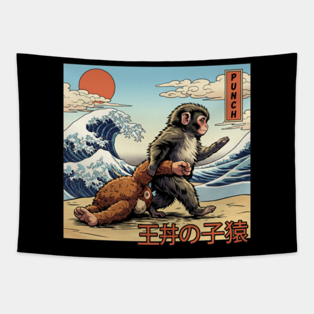 Punch-Monkey Tapestry by JessArty