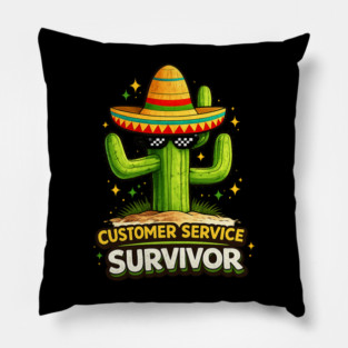 Customer Service Survivor Funny Old Man T-Shirt Pillow
