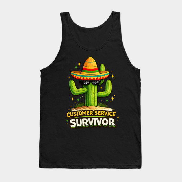 Customer Service Survivor Funny Old Man T-Shirt Tank Top by Youssef's Store 31