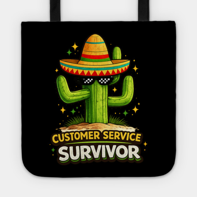 Customer Service Survivor Funny Old Man T-Shirt Tote by Youssef's Store 31