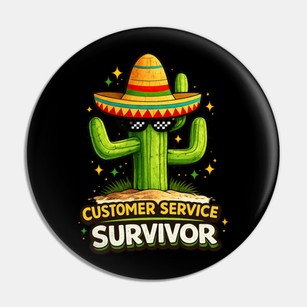 Customer Service Survivor Funny Old Man T-Shirt Pin by Youssef's Store 31