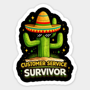 Customer Service Survivor Funny Old Man T-Shirt Sticker