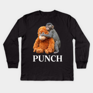 Punch Playful Monkey Humor Primate Lover Kids Long Sleeve T-Shirt