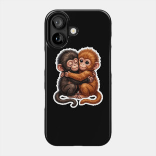 Baby Monkeys Hugging Cute Friends Animal Lovers Phone Case