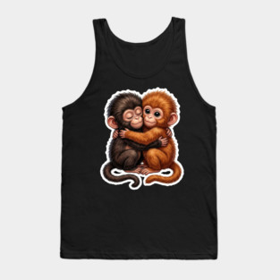 Baby Monkeys Hugging Cute Friends Animal Lovers Tank Top