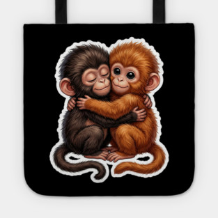 Baby Monkeys Hugging Cute Friends Animal Lovers Tote