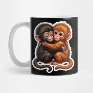 Baby Monkeys Hugging Cute Friends Animal Lovers Mug