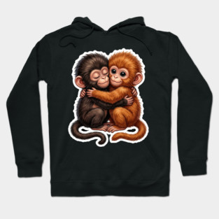 Baby Monkeys Hugging Cute Friends Animal Lovers Hoodie