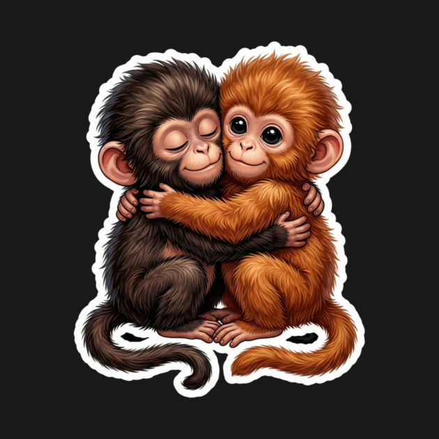 Baby Monkeys Hugging Cute Friends Animal Lovers by ArtistTee ⭐⭐⭐⭐⭐