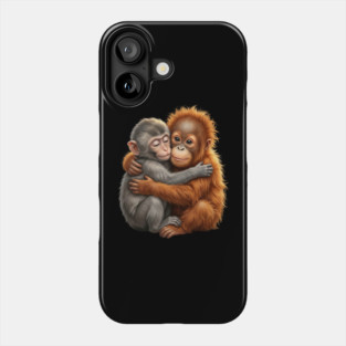 Cute Baby Monkey Hugging Orangutan Primates Love Phone Case
