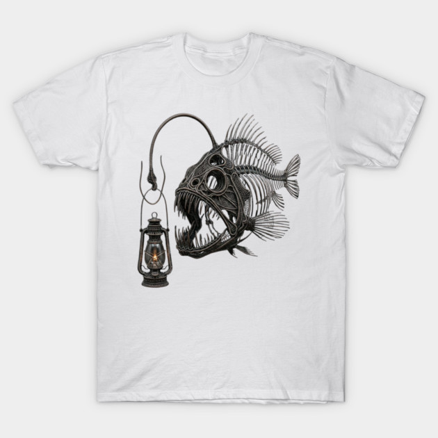 Anglerfish Skeleton Deep Sea Lantern Marine Biology Gothic T-Shirt by ArtistTee ⭐⭐⭐⭐⭐