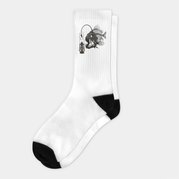 Anglerfish Skeleton Deep Sea Lantern Marine Biology Gothic Socks by ArtistTee ⭐⭐⭐⭐⭐