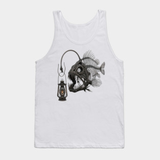 Anglerfish Skeleton Deep Sea Lantern Marine Biology Gothic Tank Top