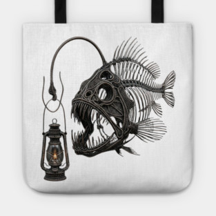 Anglerfish Skeleton Deep Sea Lantern Marine Biology Gothic Tote