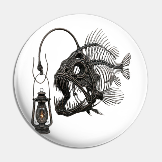Anglerfish Skeleton Deep Sea Lantern Marine Biology Gothic Pin by ArtistTee ⭐⭐⭐⭐⭐