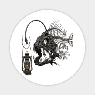 Anglerfish Skeleton Deep Sea Lantern Marine Biology Gothic Magnet