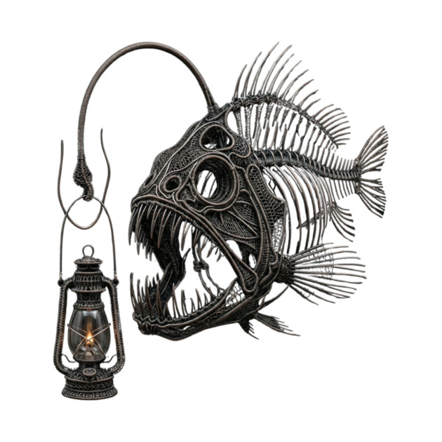 Anglerfish Skeleton Deep Sea Lantern Marine Biology Gothic by ArtistTee ⭐⭐⭐⭐⭐