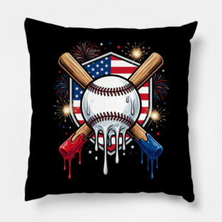 American Patriotic Baseball 4th Of July Pillow