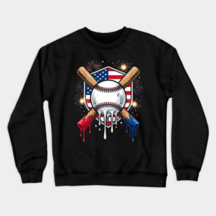 American Patriotic Baseball 4th Of July Crewneck Sweatshirt