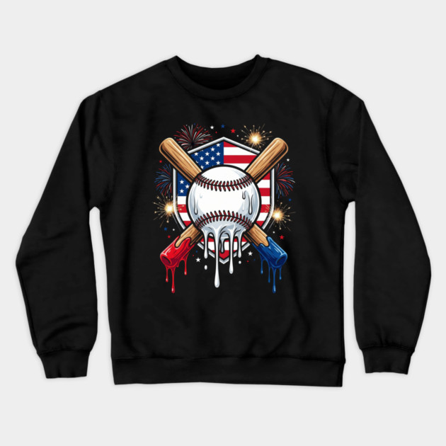 American Patriotic Baseball 4th Of July Crewneck Sweatshirt by ArtistTee ⭐⭐⭐⭐⭐