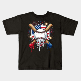 American Patriotic Baseball 4th Of July Kids T-Shirt