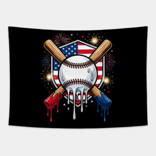 American Patriotic Baseball 4th Of July Tapestry