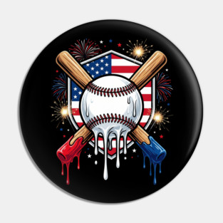 American Patriotic Baseball 4th Of July Pin