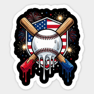 American Patriotic Baseball 4th Of July Sticker
