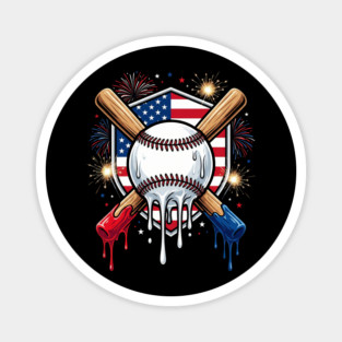 American Patriotic Baseball 4th Of July Magnet
