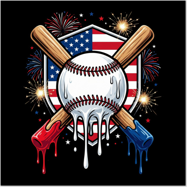 American Patriotic Baseball 4th Of July Wall Art by ArtistTee ⭐⭐⭐⭐⭐