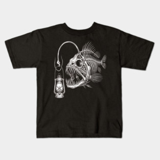 Deep Sea Anglerfish Skeleton Marine Biology Ocean Lover Kids T-Shirt