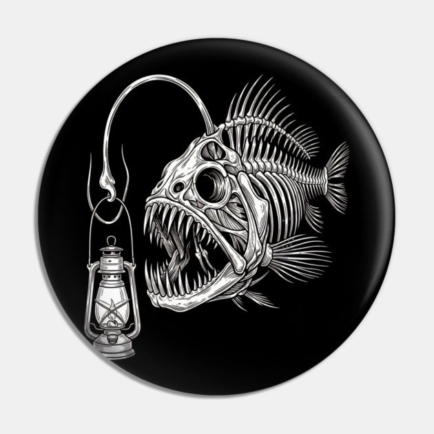 Deep Sea Anglerfish Skeleton Marine Biology Ocean Lover Pin by ArtistTee ⭐⭐⭐⭐⭐