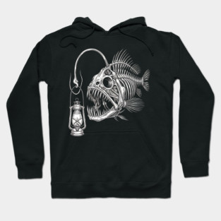 Deep Sea Anglerfish Skeleton Marine Biology Ocean Lover Hoodie