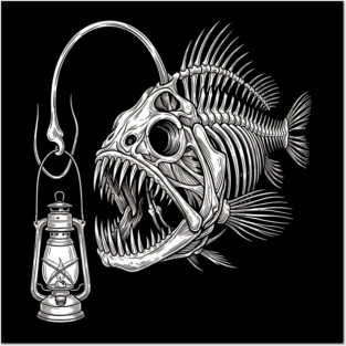 Deep Sea Anglerfish Skeleton Marine Biology Ocean Lover Posters and Art