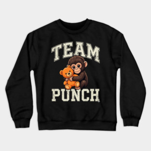 Team Punch Baby Monkey Teddy Bear Boxer Athlete Crewneck Sweatshirt