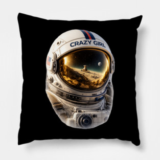 Crazy Girl Astronaut Pillow