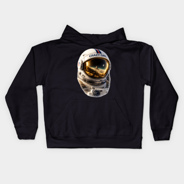 Crazy Girl Astronaut Kids Hoodie by CrazyGirl