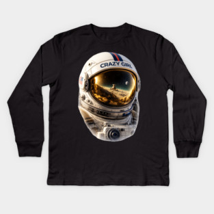 Crazy Girl Astronaut Kids Long Sleeve T-Shirt