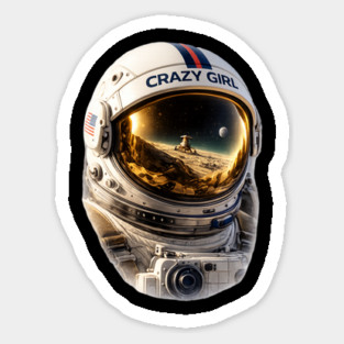 Crazy Girl Astronaut Sticker