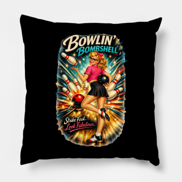 Bowling Bombshell Pillow by CrazyGirl