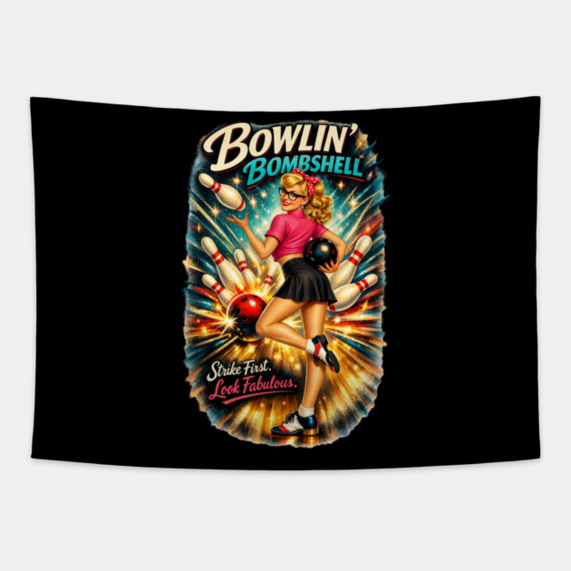 Bowling Bombshell Tapestry by CrazyGirl
