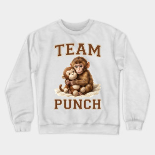 Team Punch Cute Monkey Varsity Design Crewneck Sweatshirt
