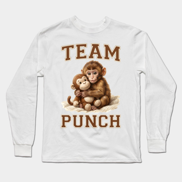 Team Punch Cute Monkey Varsity Design Long Sleeve T-Shirt by creative