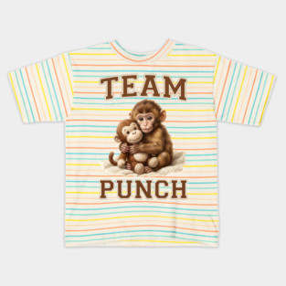Team Punch Cute Monkey Varsity Design Kids T-Shirt