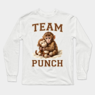 Team Punch Cute Monkey Varsity Design Long Sleeve T-Shirt