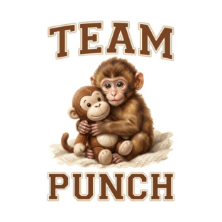 Team Punch Cute Monkey Varsity Design T-Shirt