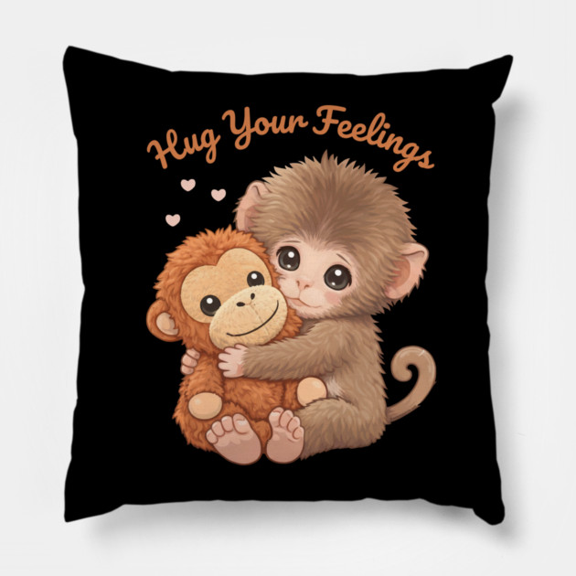 Hug Your Feelings Cute Baby Monkey Pillow by creative