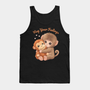Hug Your Feelings Cute Baby Monkey Tank Top
